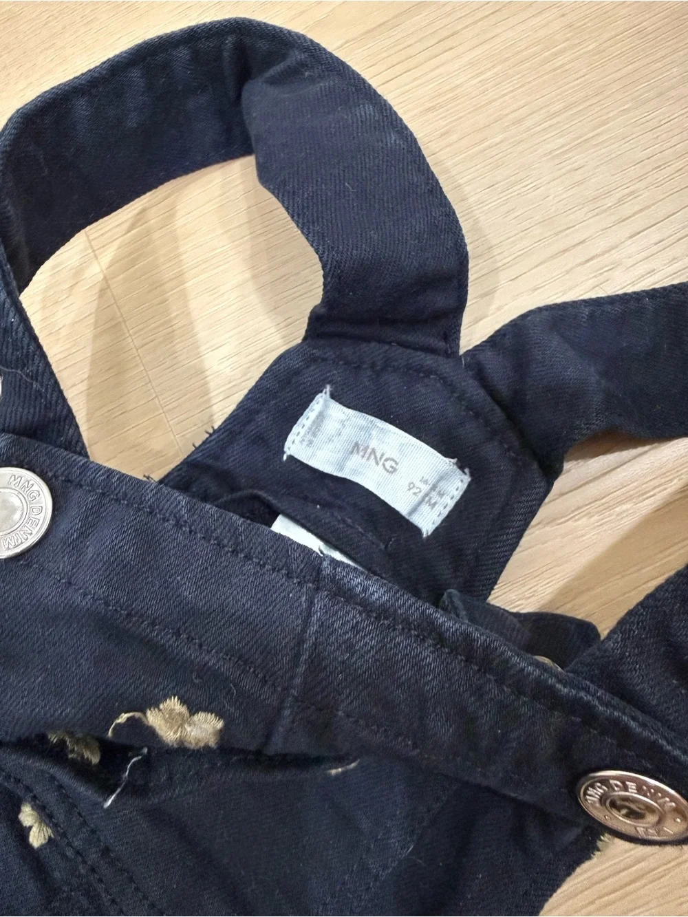Mango Navy Floral Embroidered Toddler Overalls